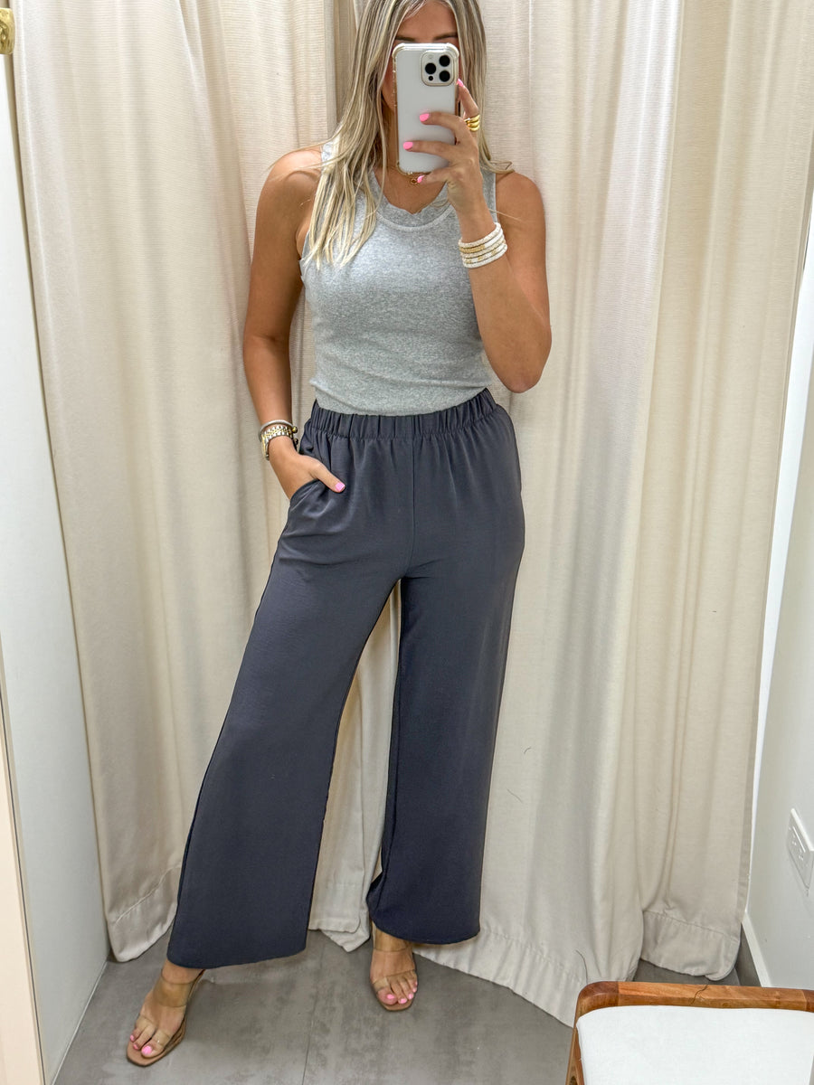 DARK GRAY WIDE LEG PANTS