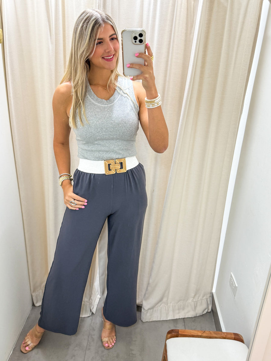 DARK GRAY WIDE LEG PANTS