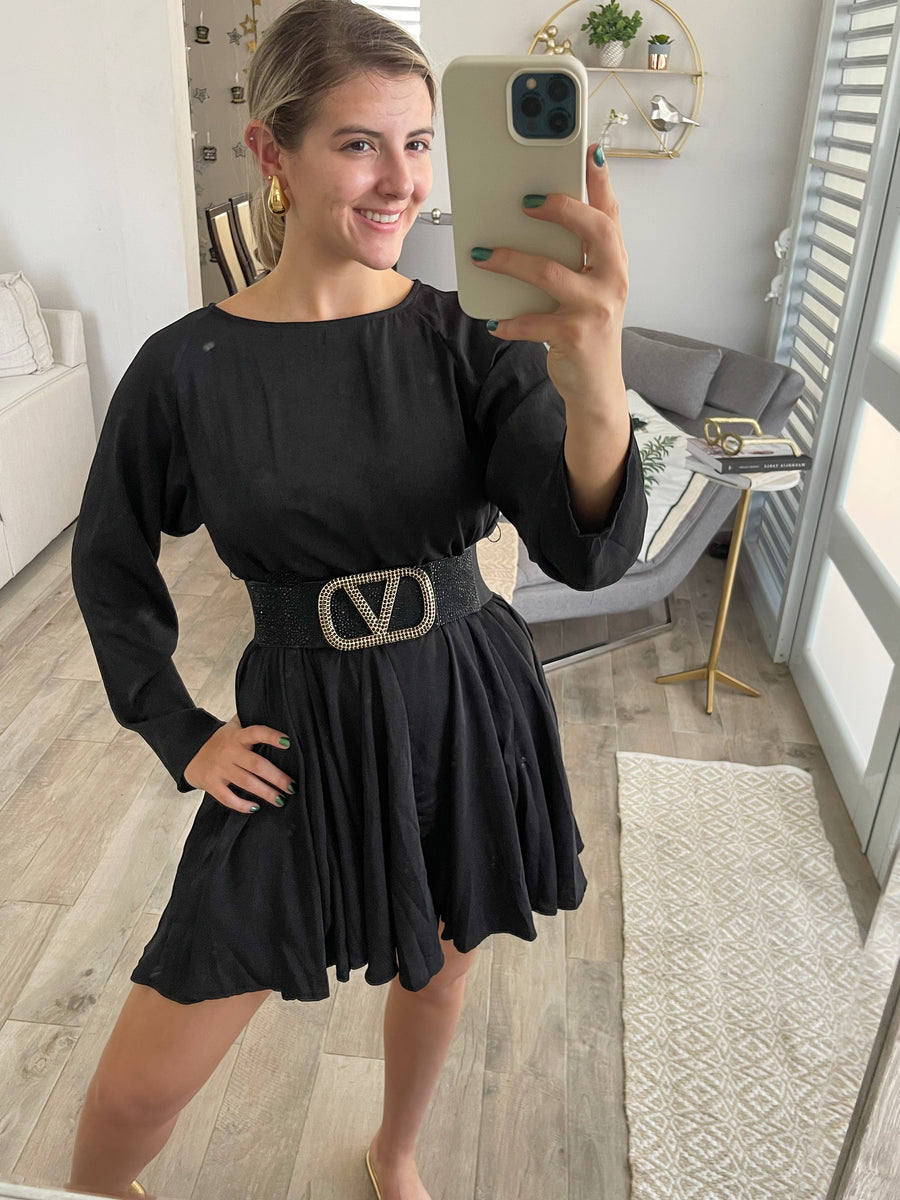 RHINESTONES V-BUCKLE ELASTIC BELT