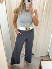 DARK GRAY WIDE LEG PANTS