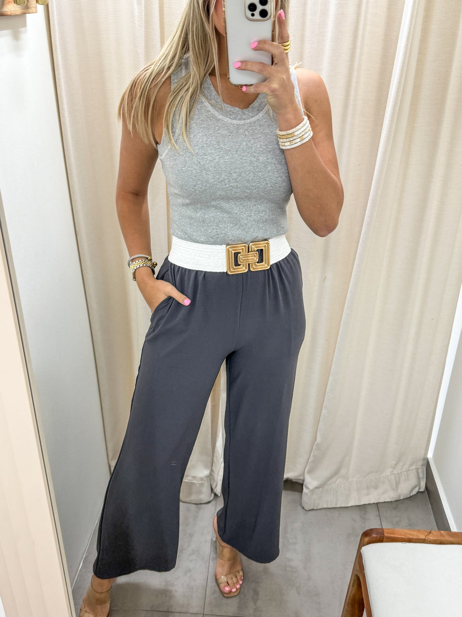 DARK GRAY WIDE LEG PANTS