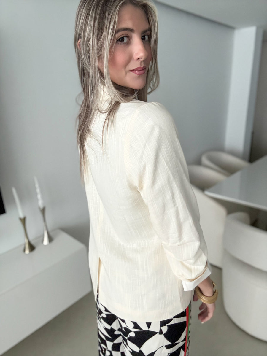 NATURAL LINEN TAILORED BLAZER