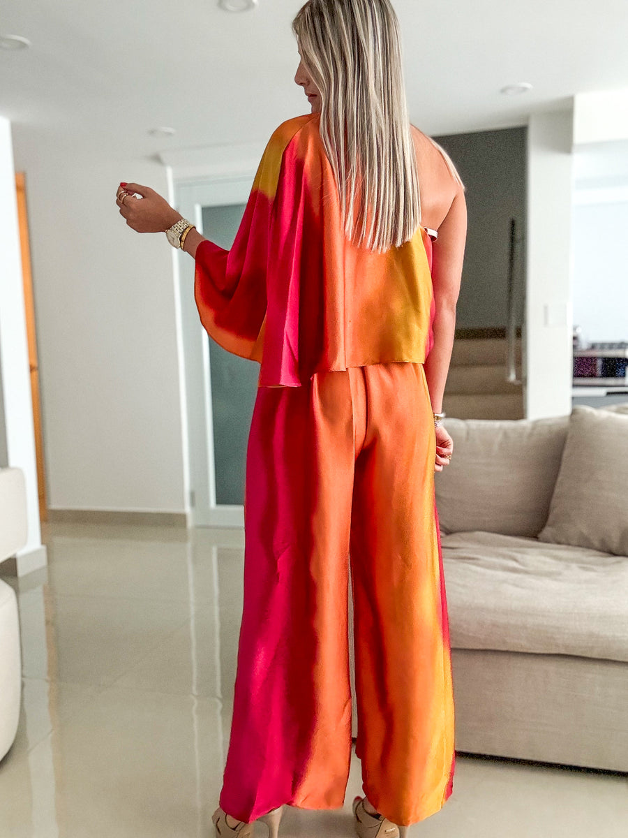 ONE SHOULDER OMBRE JUMPSUIT