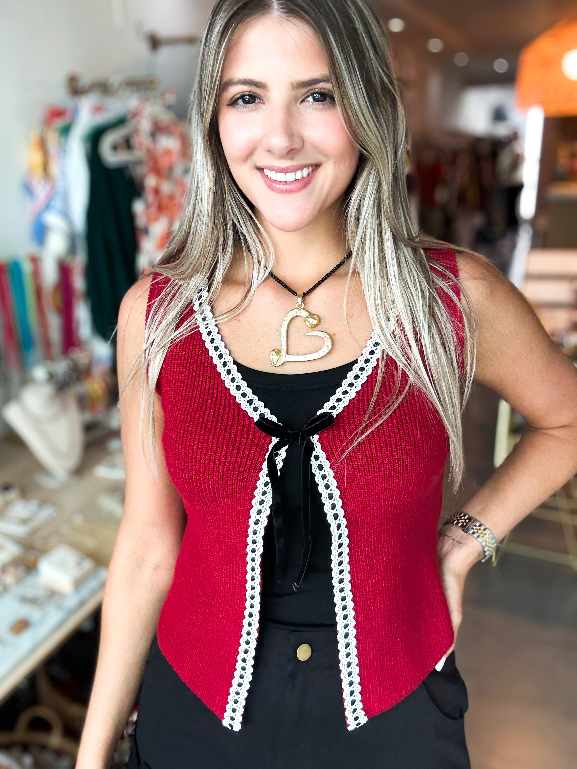 WINE RIBBED TANK BLOUSE