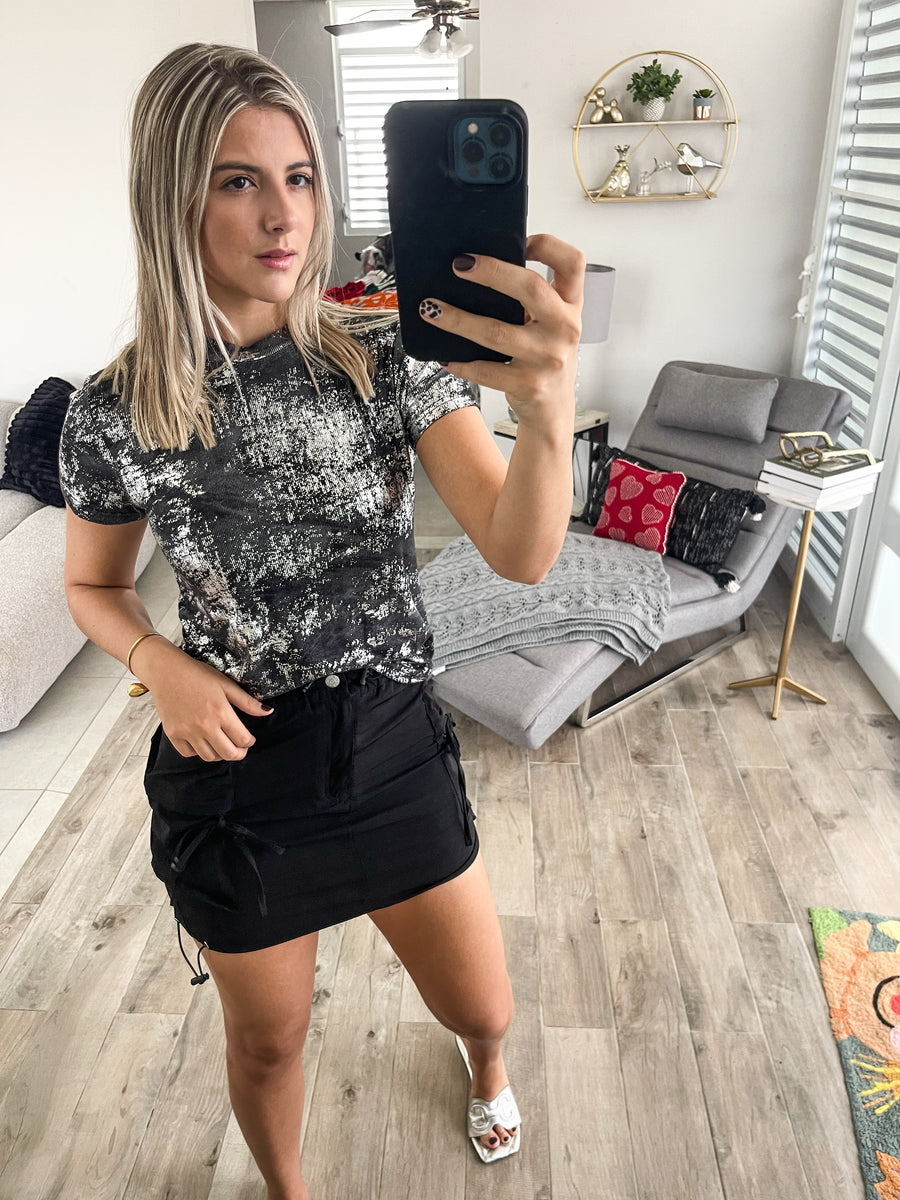 BLACK STRETCHY SKORT