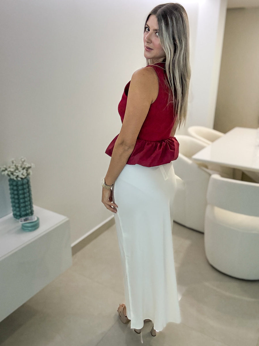 RED BUBBLE TANK TOP