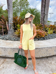 YELLOW FRONT POCKET ROMPER