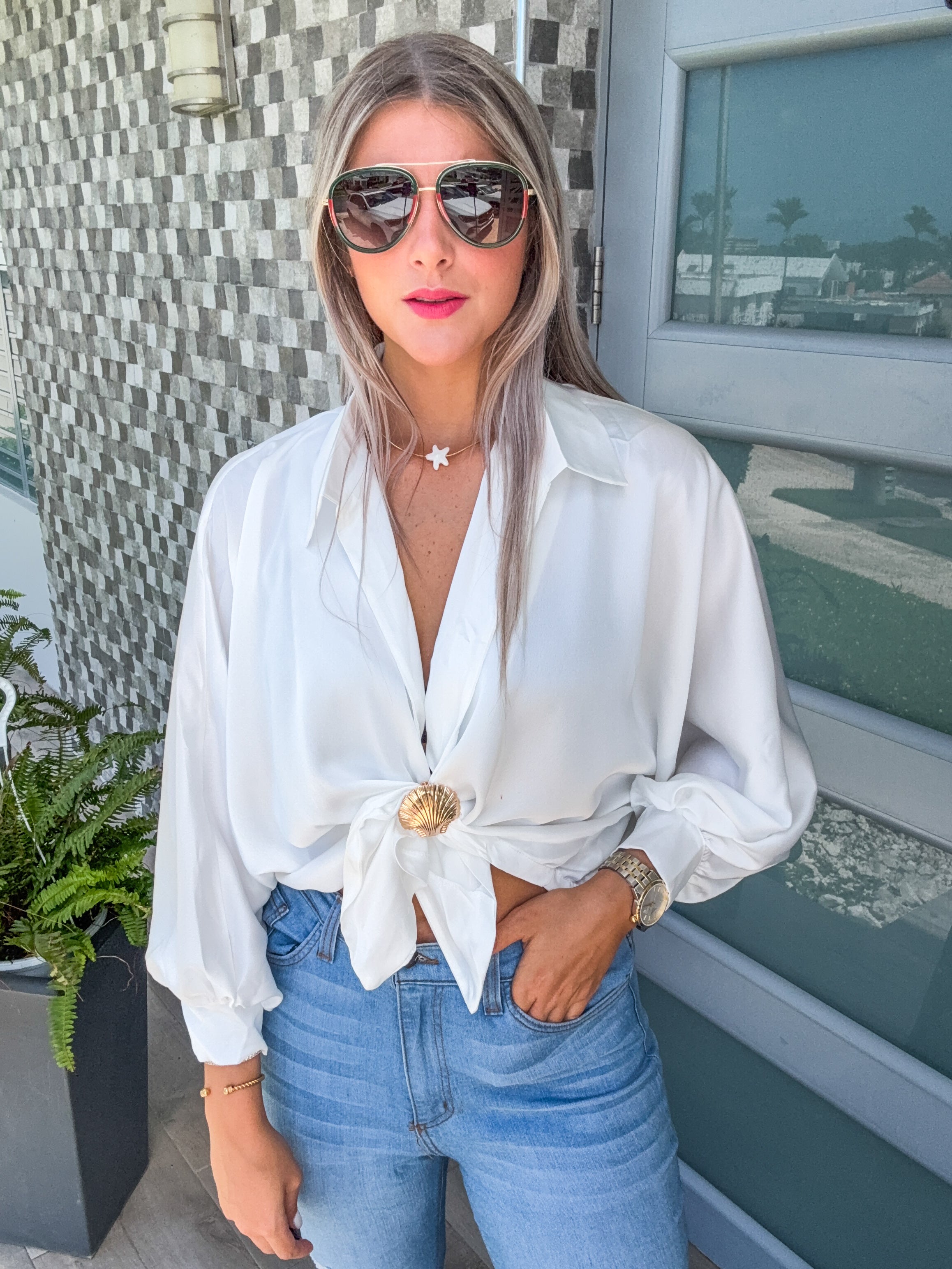 ONE SIZE SATIN KNOT BLOUSE