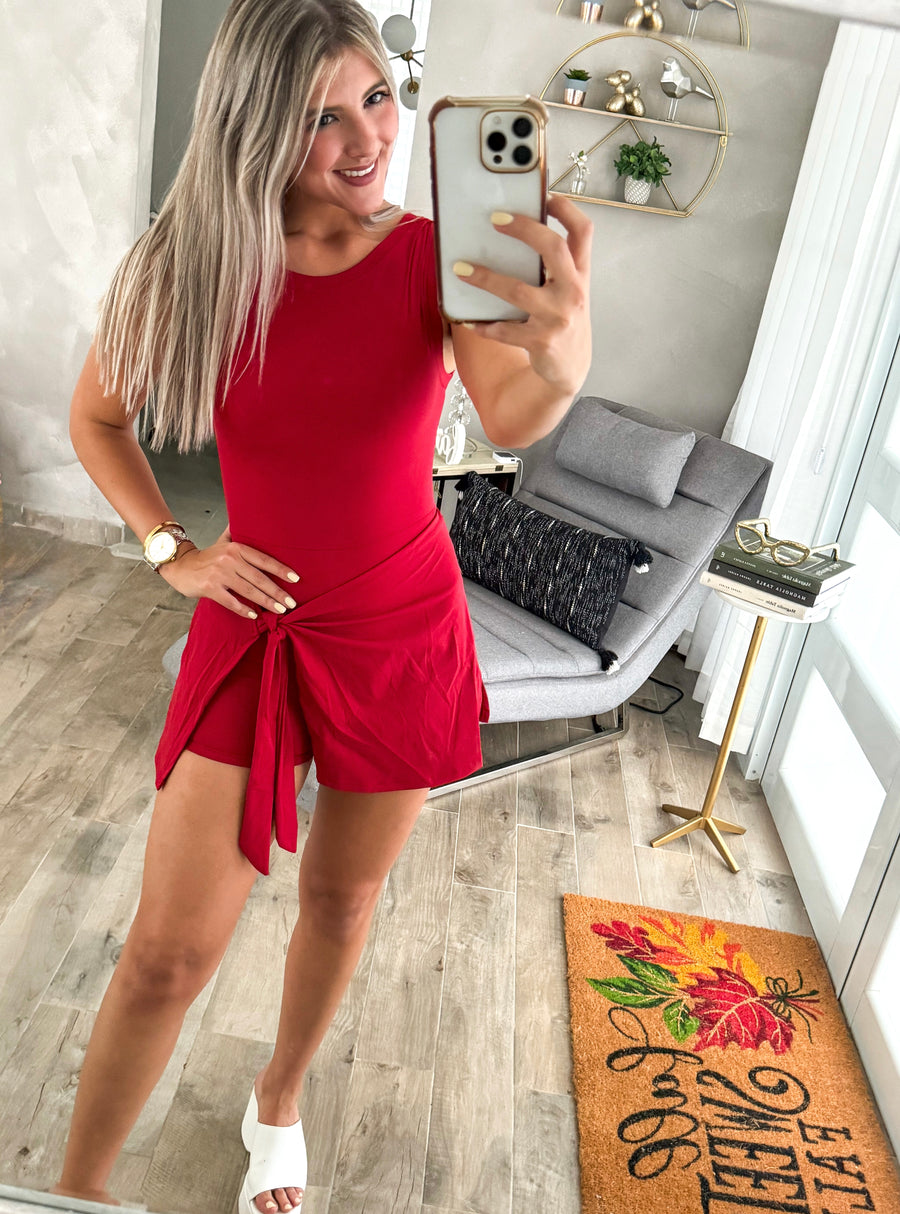 RED WRAP ROMPER