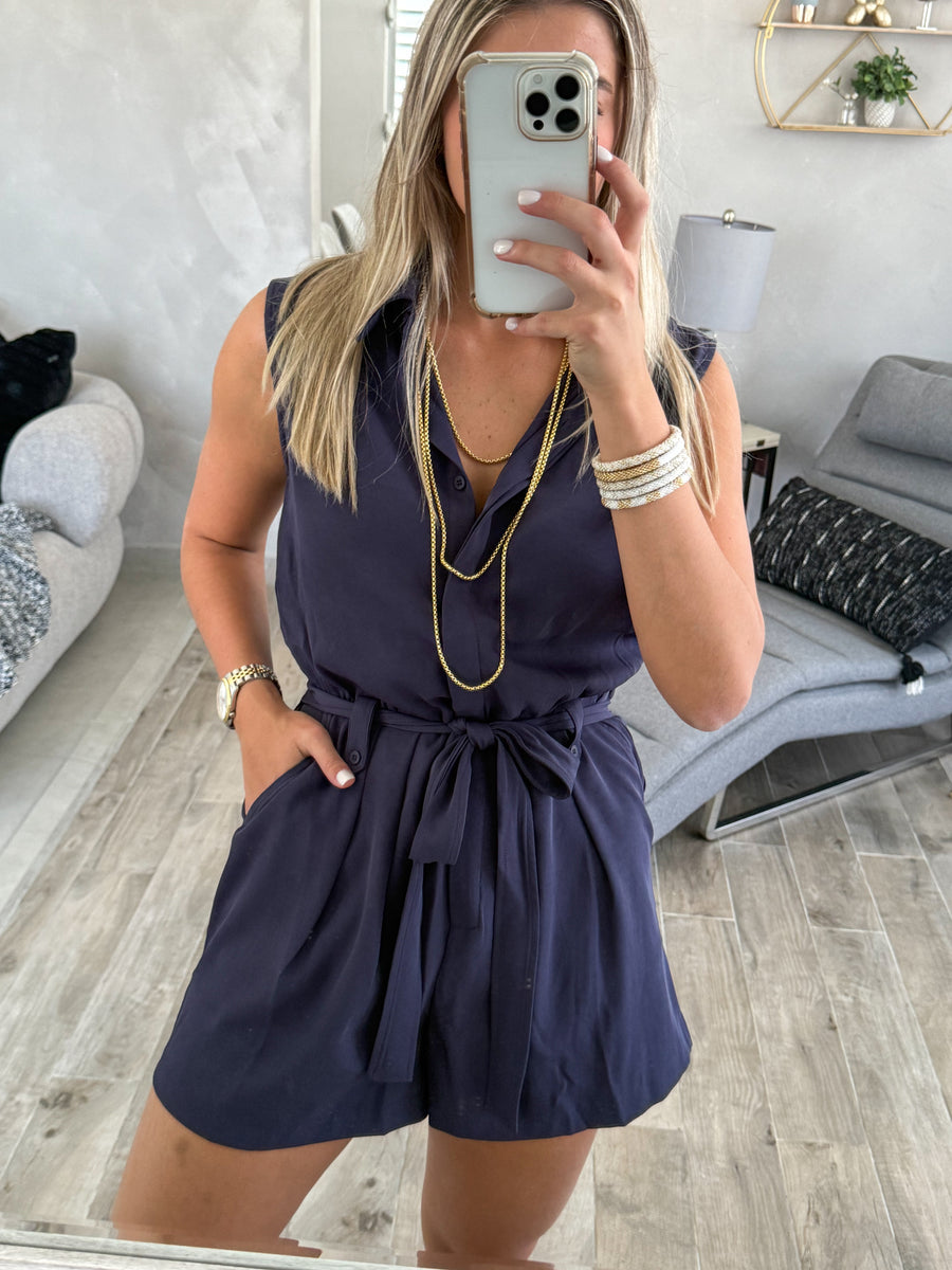 NAVY SLEEVELESS ROMPER