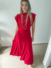 PIA RED MAXI SKIRT