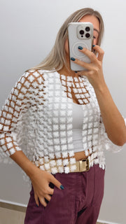 ELEGANT FLOWER METALLIC CAPE TUNIC