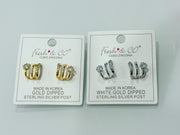 TRIPLE BAR PAVE GOLD EARRINGS