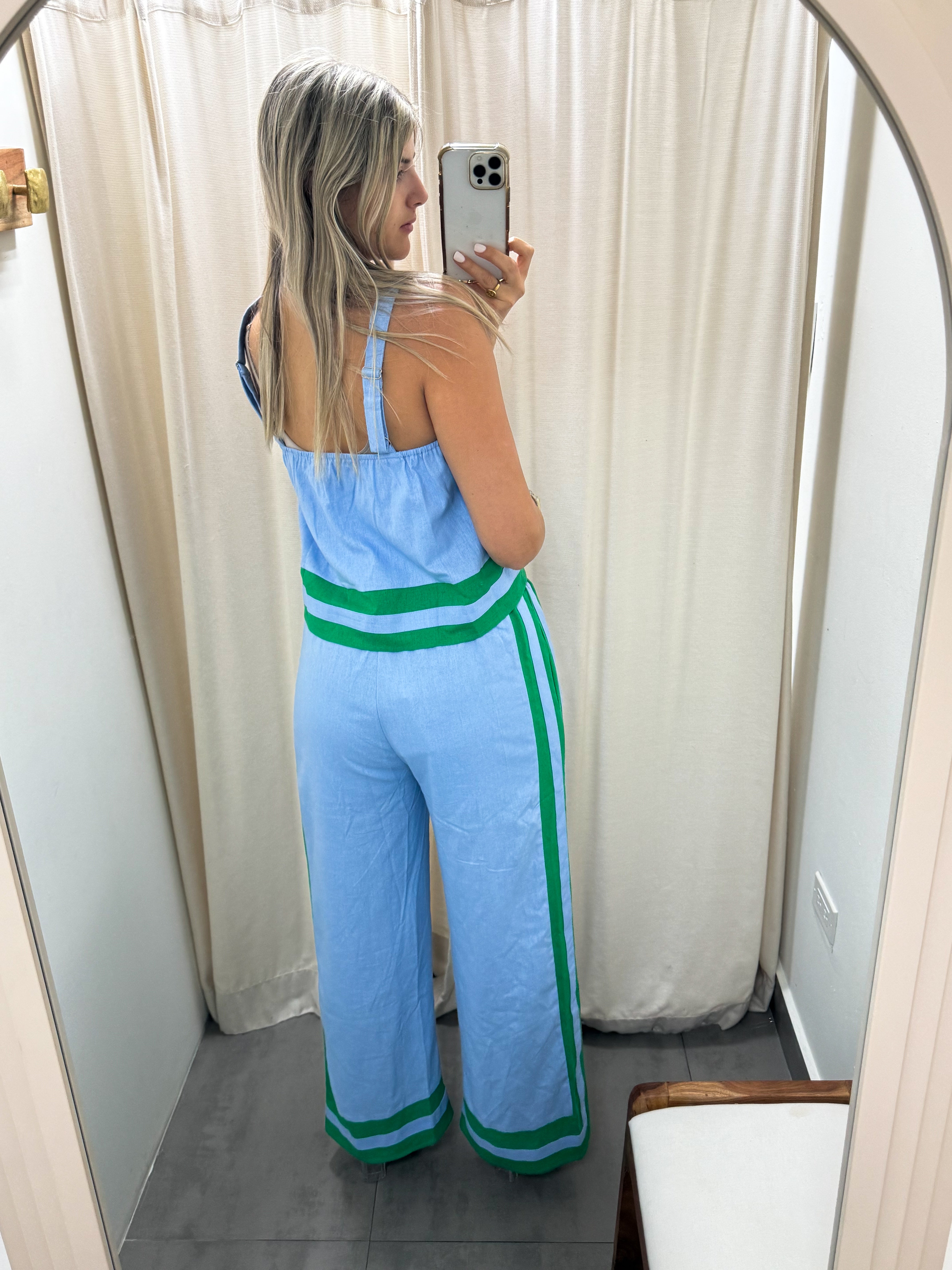 BLUE GREEN TOP & PANT SET