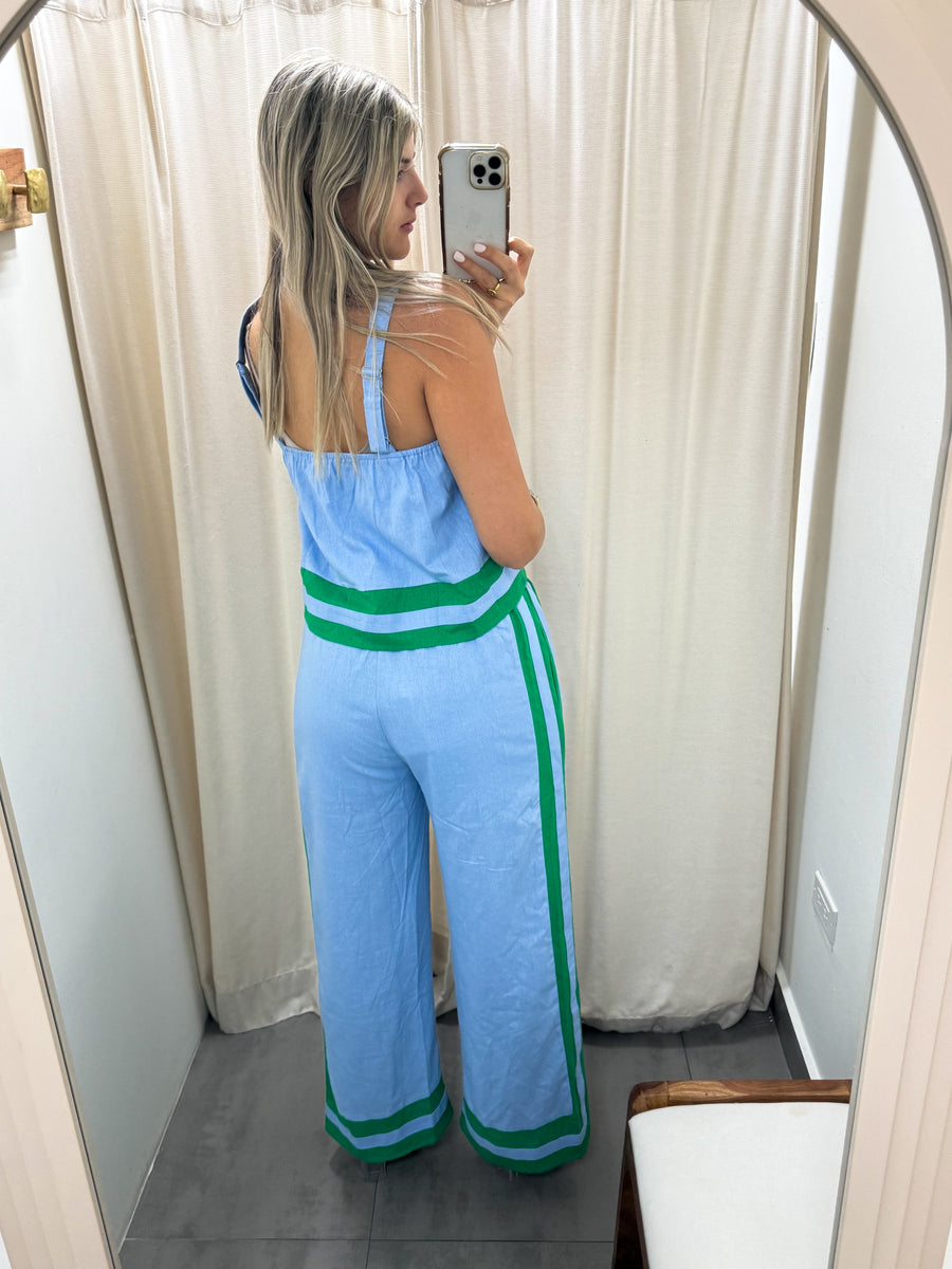 BLUE GREEN TOP & PANT SET