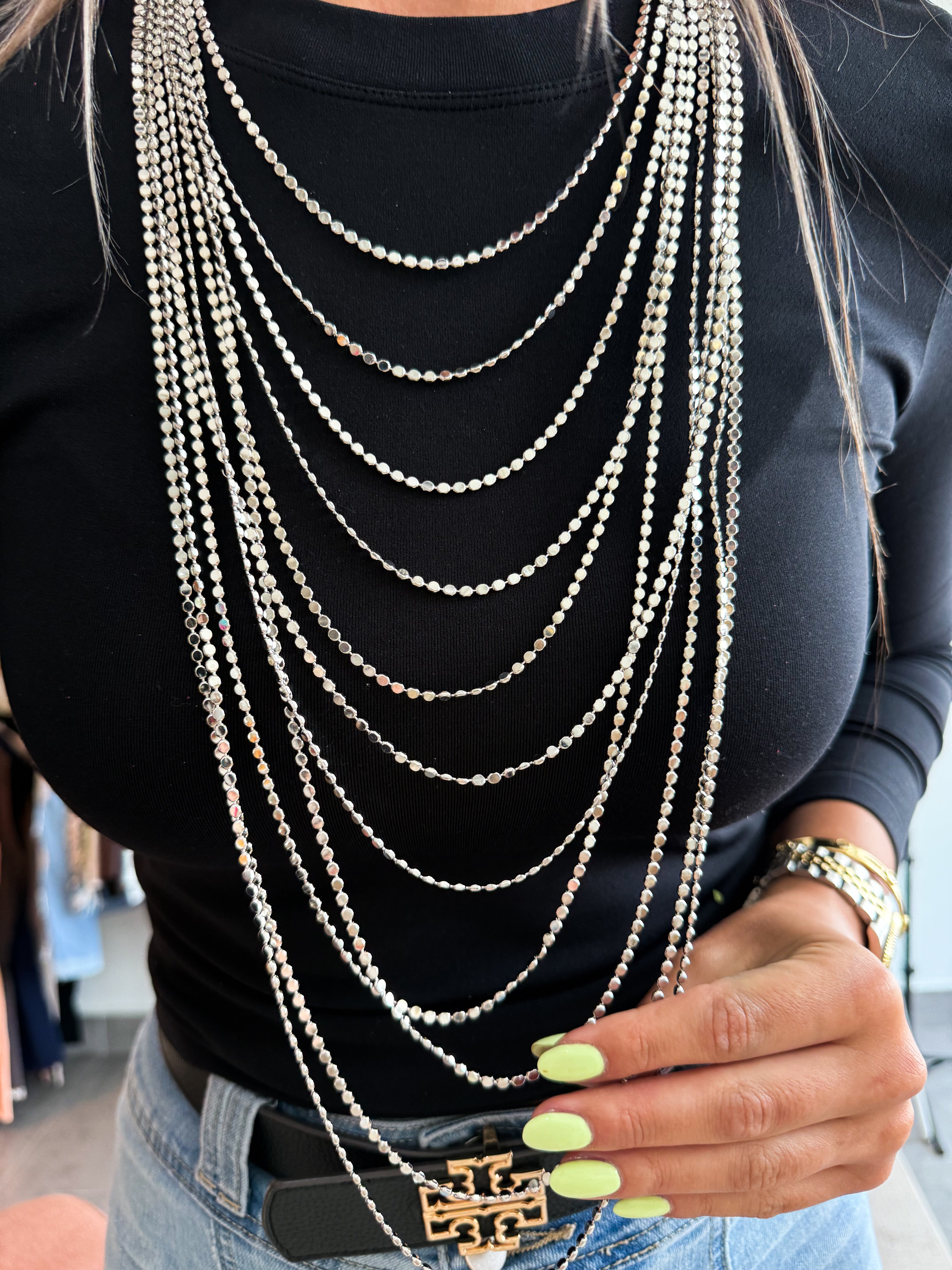 SILVER PAMPAS LAYERED NECKLACE