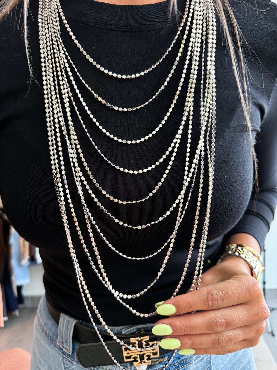 SILVER PAMPAS LAYERED NECKLACE