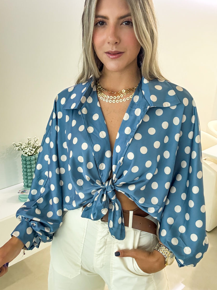 ONE SIZE SATIN KNOT BLOUSE