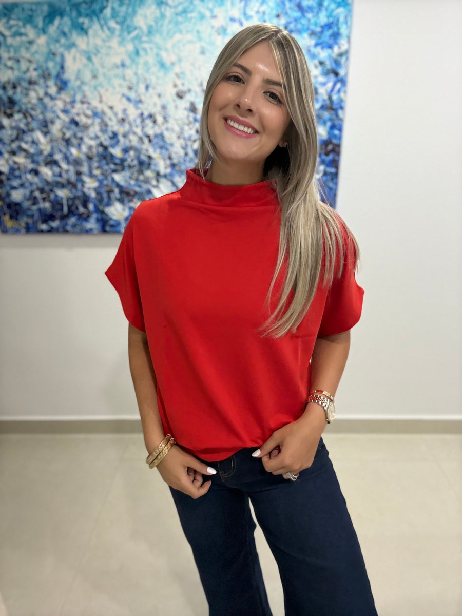 RED TOMATO MOCK NECK BLOUSE