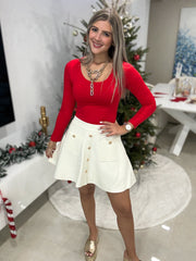 KNITTED GOLD BUTTON DEATAIL SKIRTS