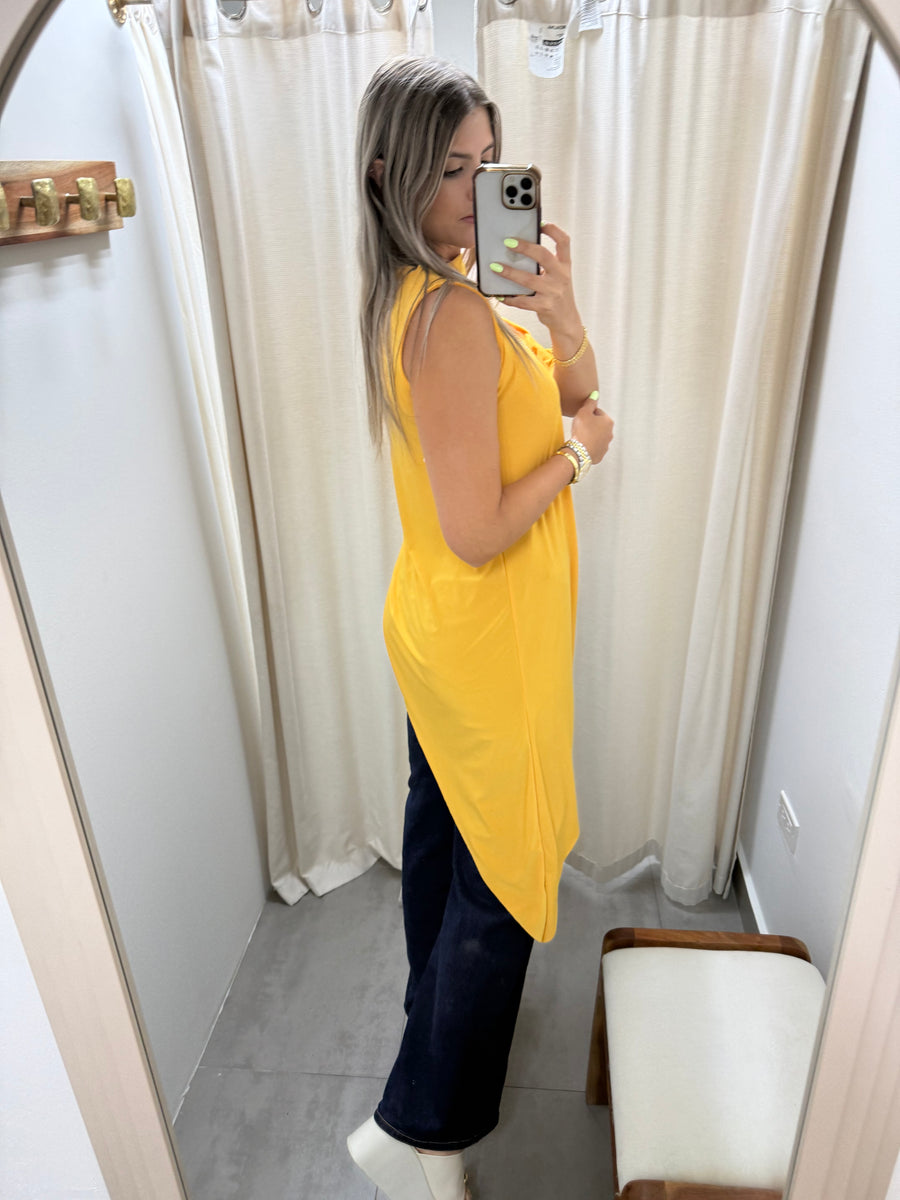 PIA MUSTARD ASYMMETRIC BLOUSE