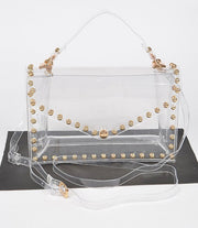 GOLD STUDDED TRANSPARENT CROSSBODY