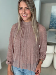 RUFFLE SHEER LONG SLEEVES BLOUSE