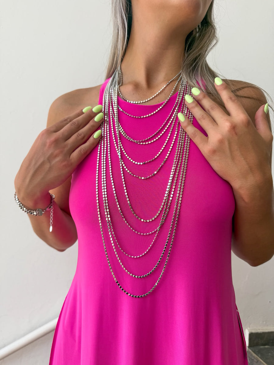 SILVER PAMPAS LAYERED NECKLACE