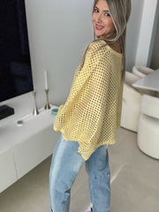 *PRE-ORDERS ARE FINAL SALE* METALLIC BUTTER YELLOW KNITTED BLOUSE