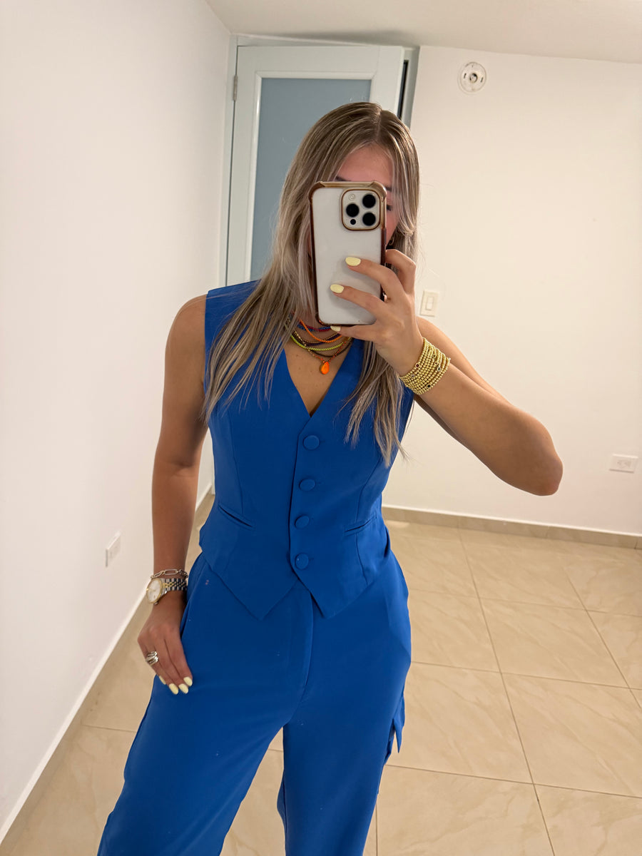 ELECTRIC BLUE VEST TOP & JOGGER SET