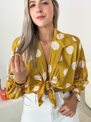 POLKA DOT SATIN KNOT TOPS