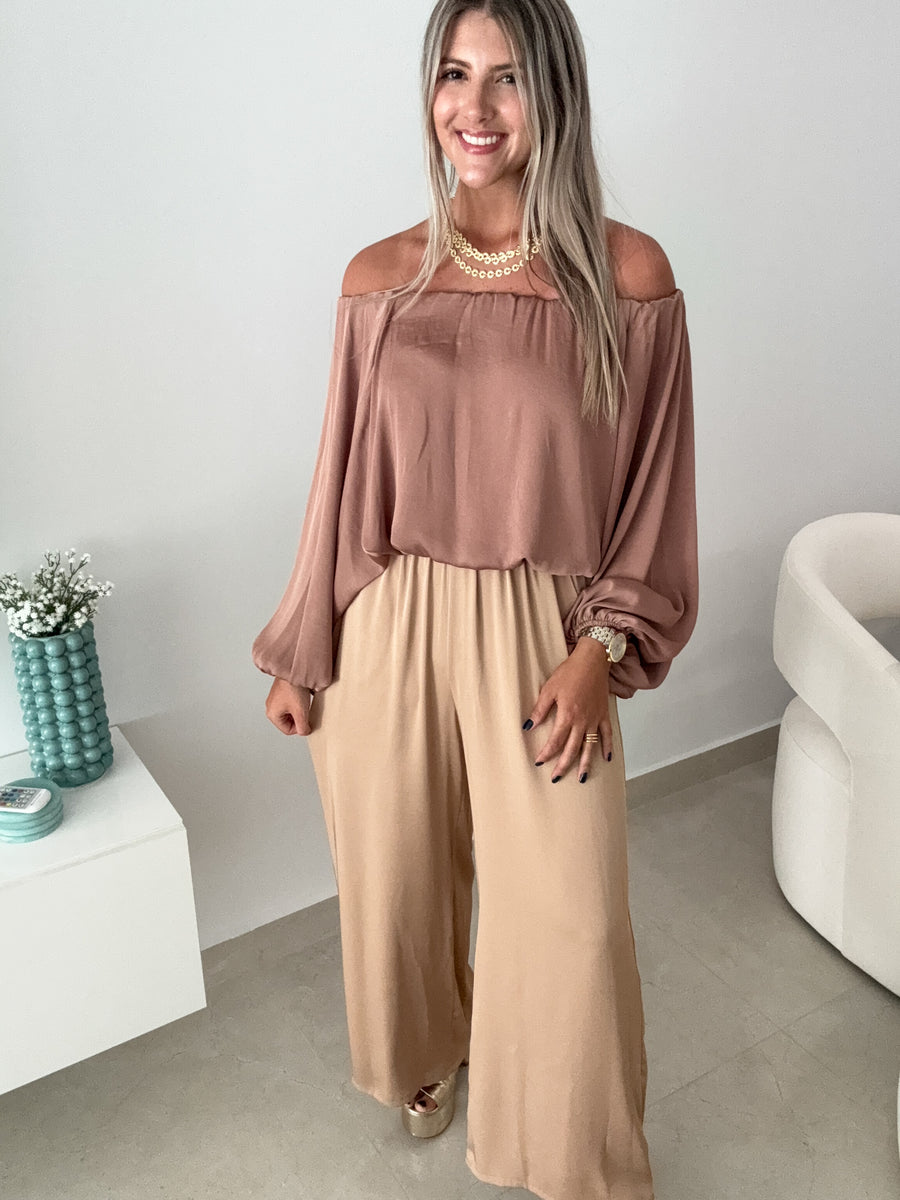 TAN SILKY PANTS