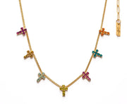 MULTI CROSS NECKLACE IN WATERMELON
