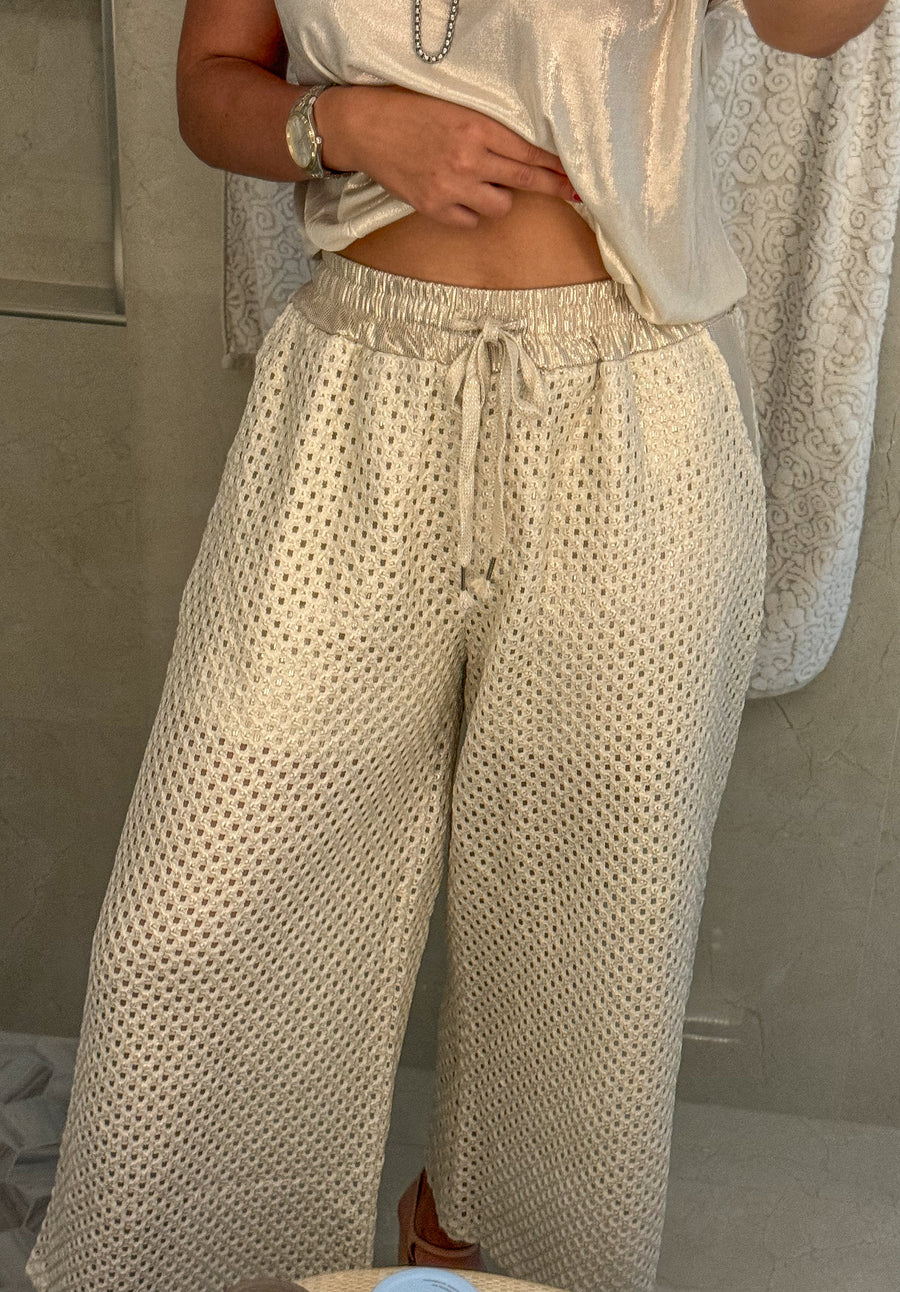 METALLIC GOLD KNITTED PANT