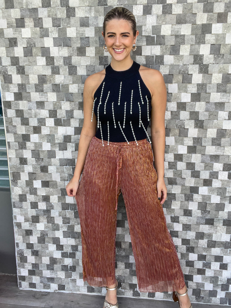 RUST LUREX METALLIC PALAZZOS