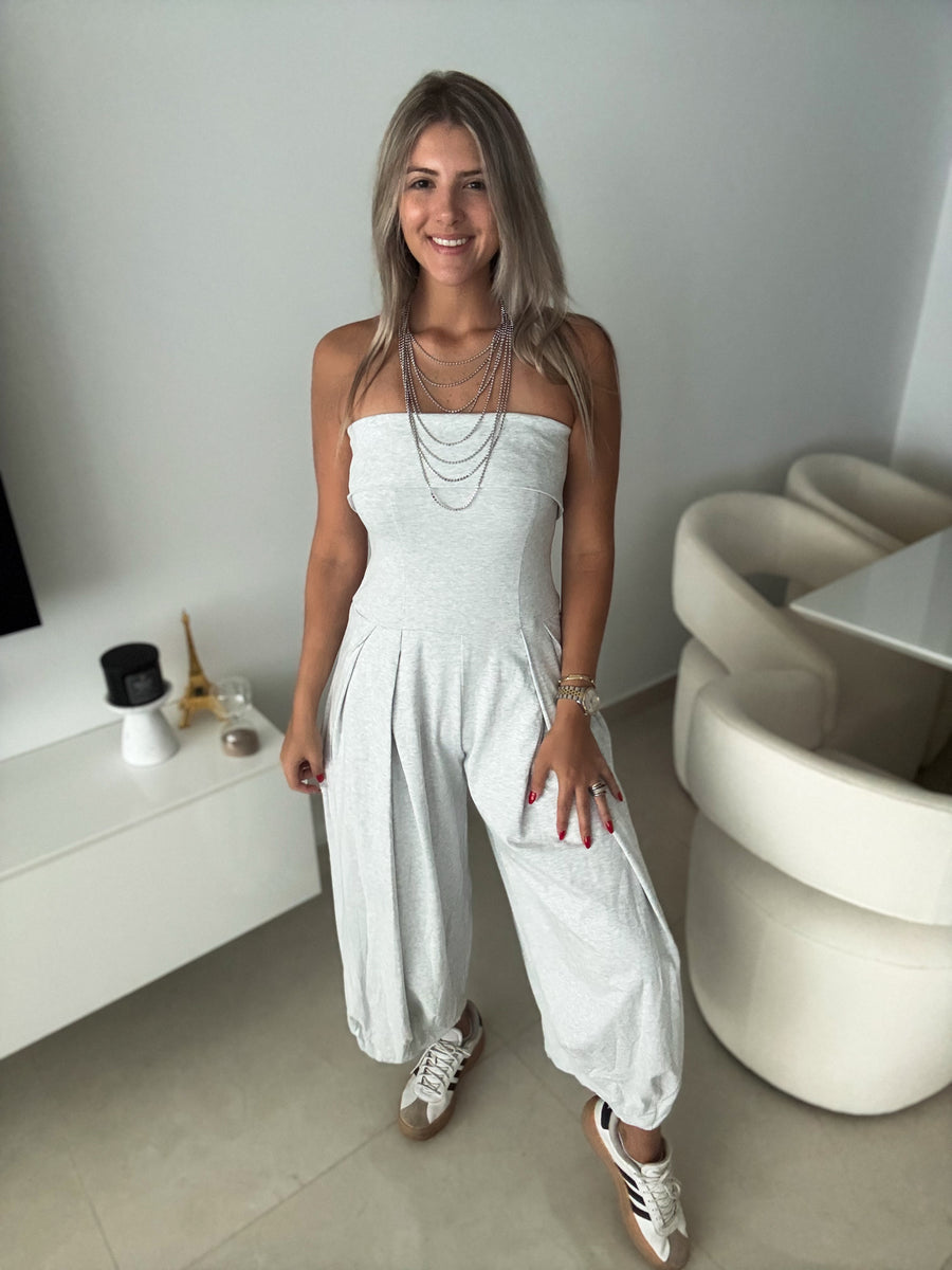 GRAY BARREL JUMPSUIT