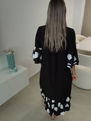 BLACK POLKA DOT DETAILED DRESS