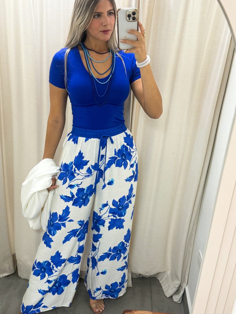 ROYAL BLUE PRINTED PANTS