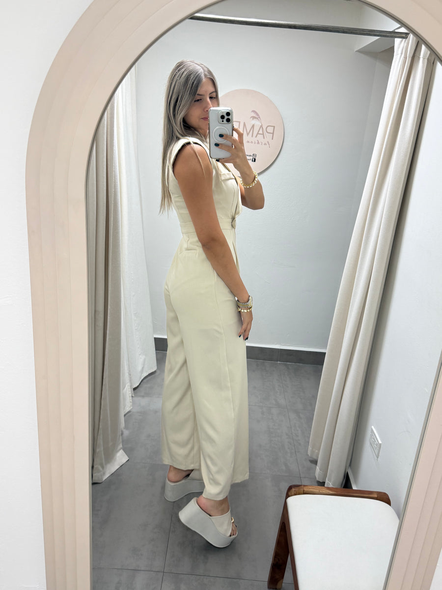 BEIGE TAILORED JUMPSUIT