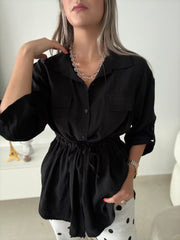 BLACK CARDIGAN BLOUSE