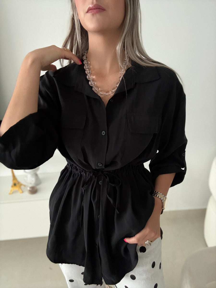 BLACK CARDIGAN BLOUSE