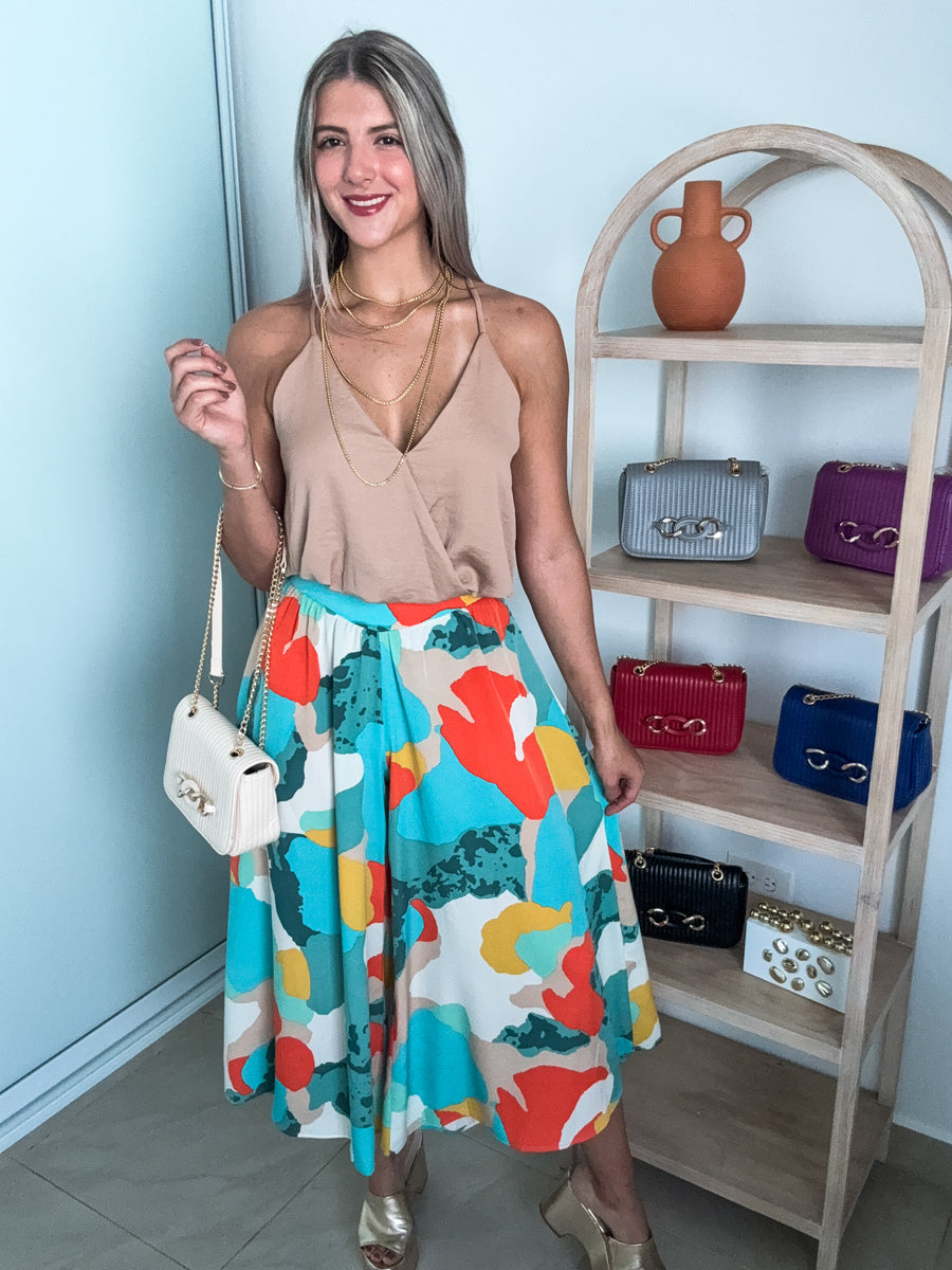TAN CAMI CROP TOP
