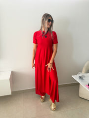 PIA RED SHORT SLEEVES TOP & PANT SET