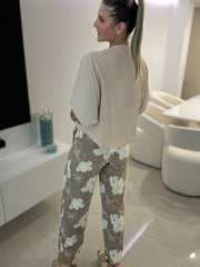 CREAM COWL DRAPE BLOUSE