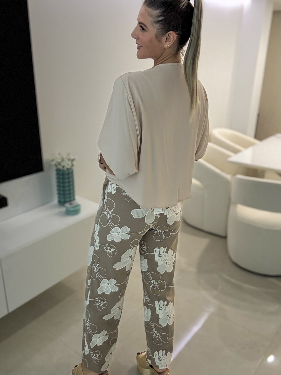 CREAM COWL DRAPE BLOUSE