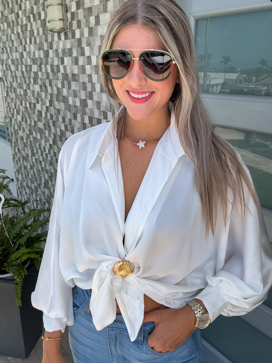 ONE SIZE SATIN KNOT BLOUSE