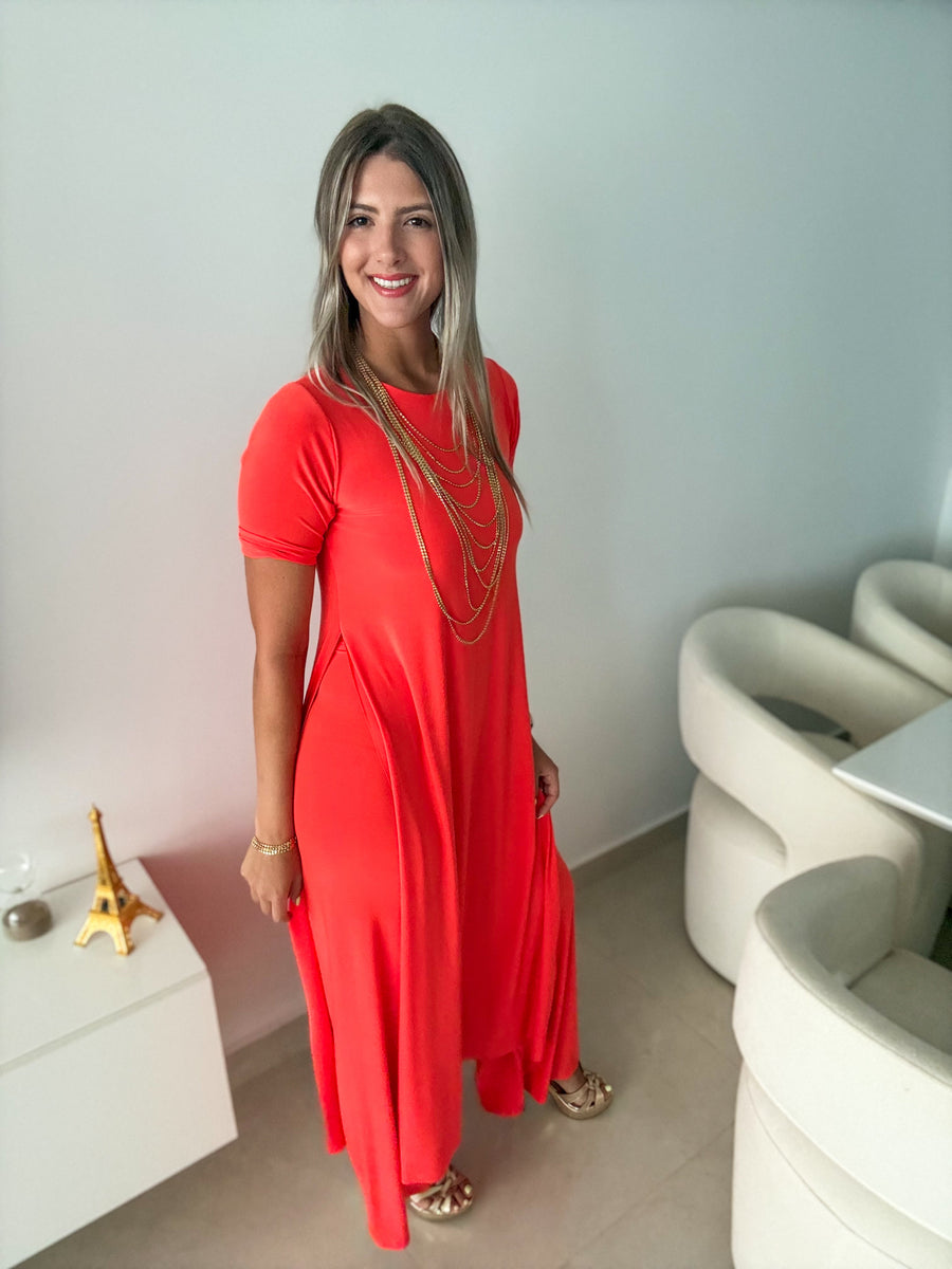 PIA ORANGE SHORT SLEEVES TOP & PANT SET