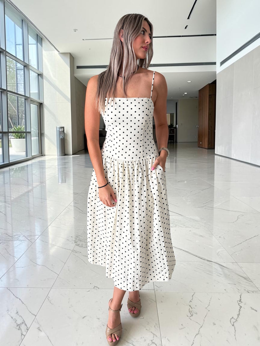 POLKA DOT MIDI DRESS