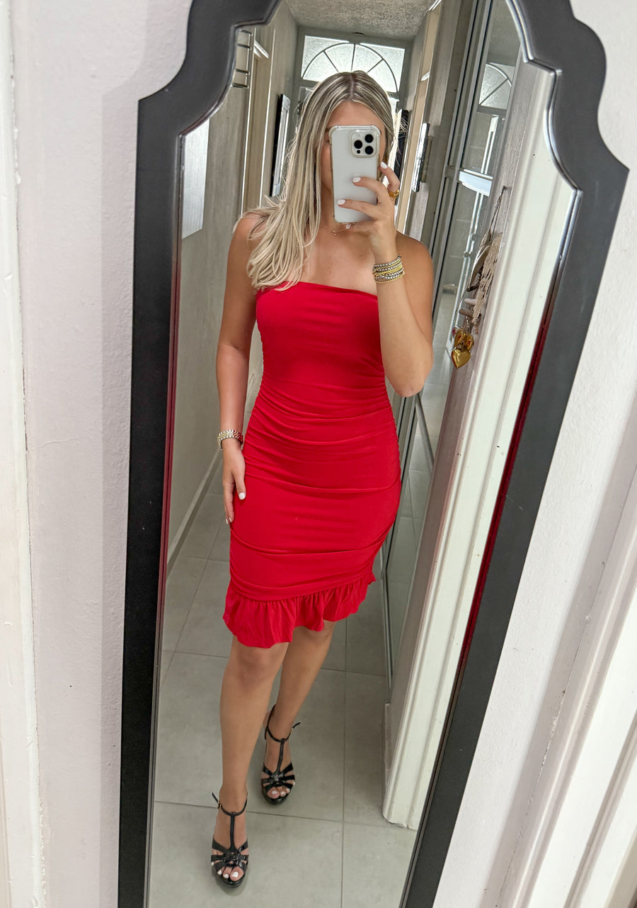 RED STRETCHY BODYCON DRESS