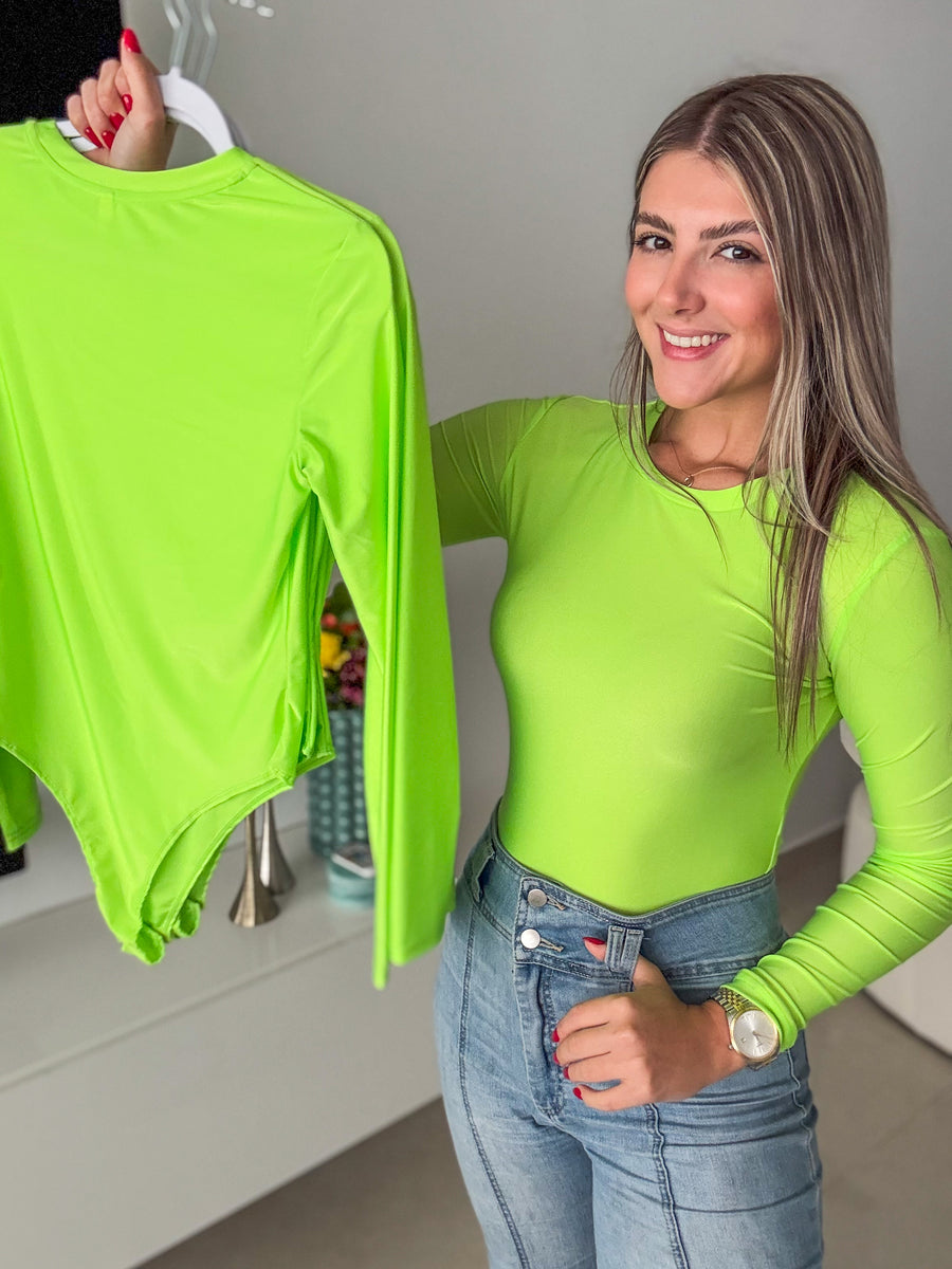 NEON LYCRA LONG SLEEVE BODYSUIT